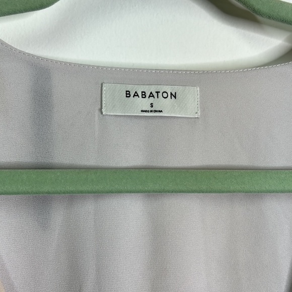 Babaton Aritzia abstract line short sleeve art stripe wrap dress - Picture 4 of 9